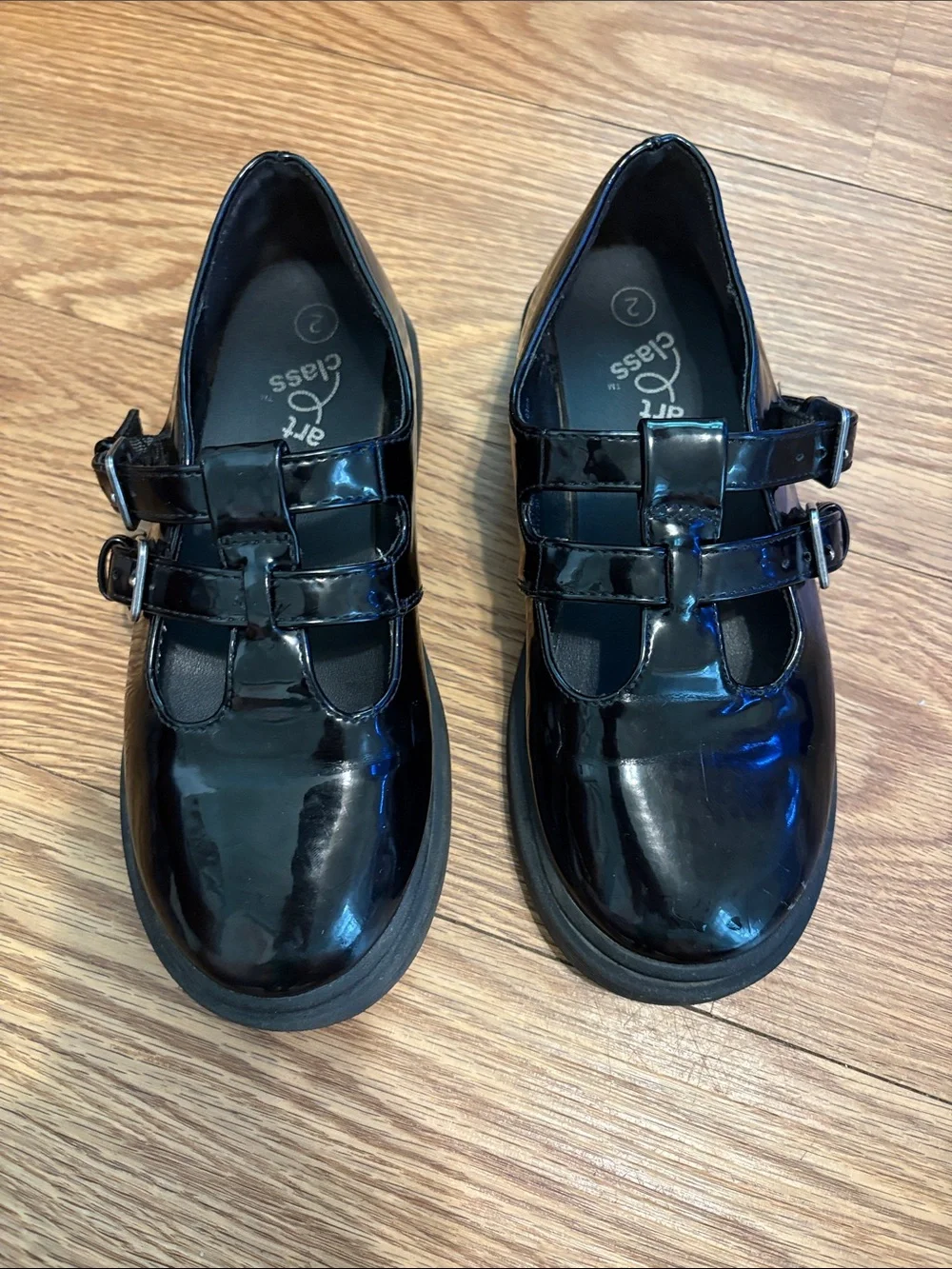 art class Black Patent Double-Strap Mary Janes